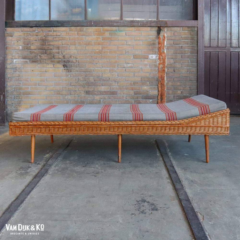Vintage rotan bedbank - Afbeelding 7