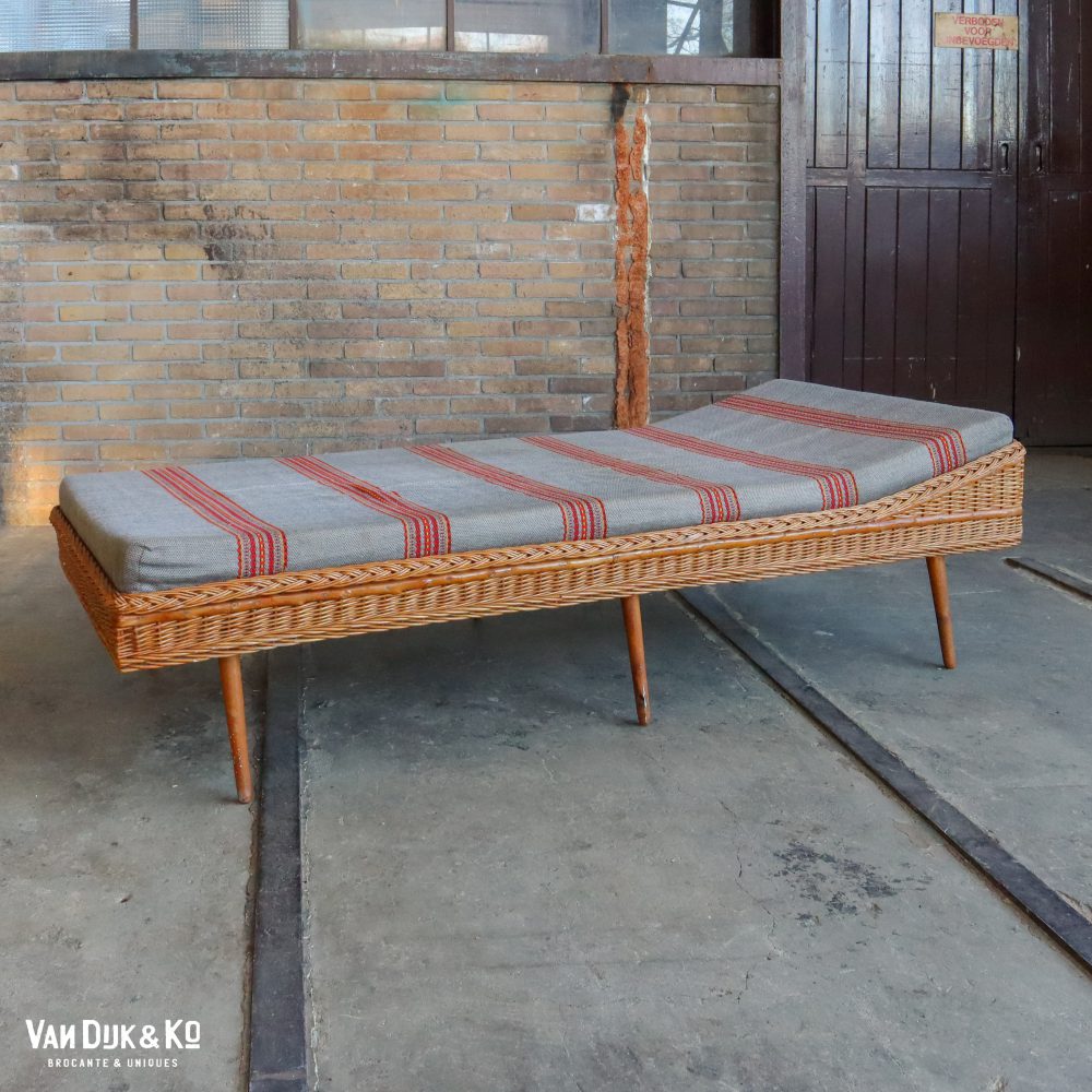 Vintage rotan bedbank - Afbeelding 6