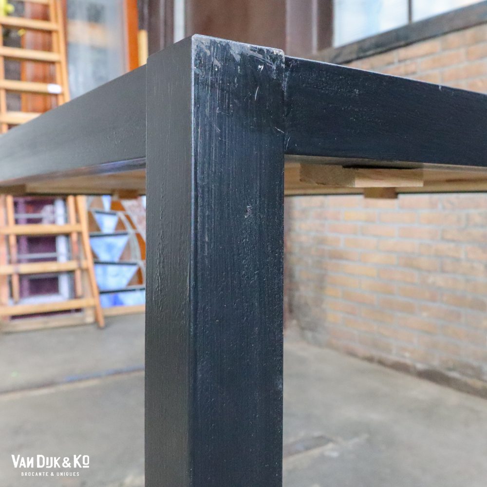 Industriële tafel met ingelegd tafelblad - Afbeelding 8
