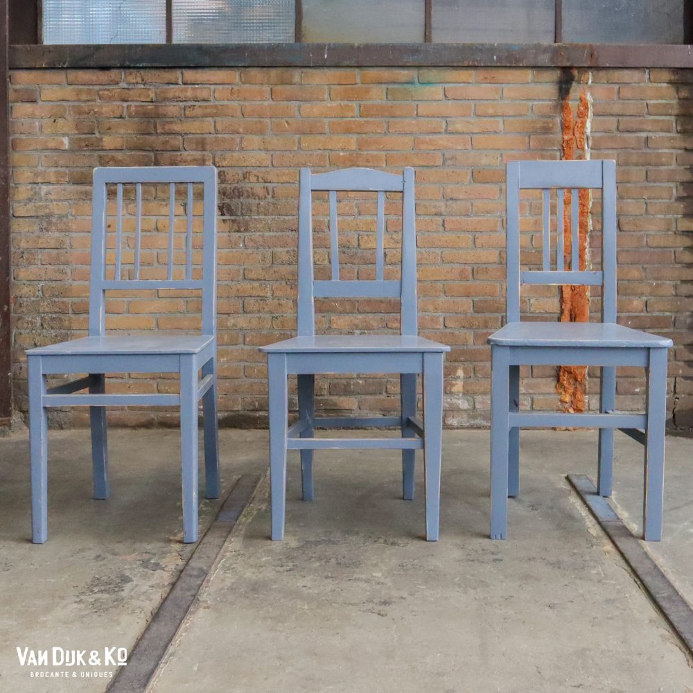Grijsblauwe houten stoelen - 6 stuks - Afbeelding 7