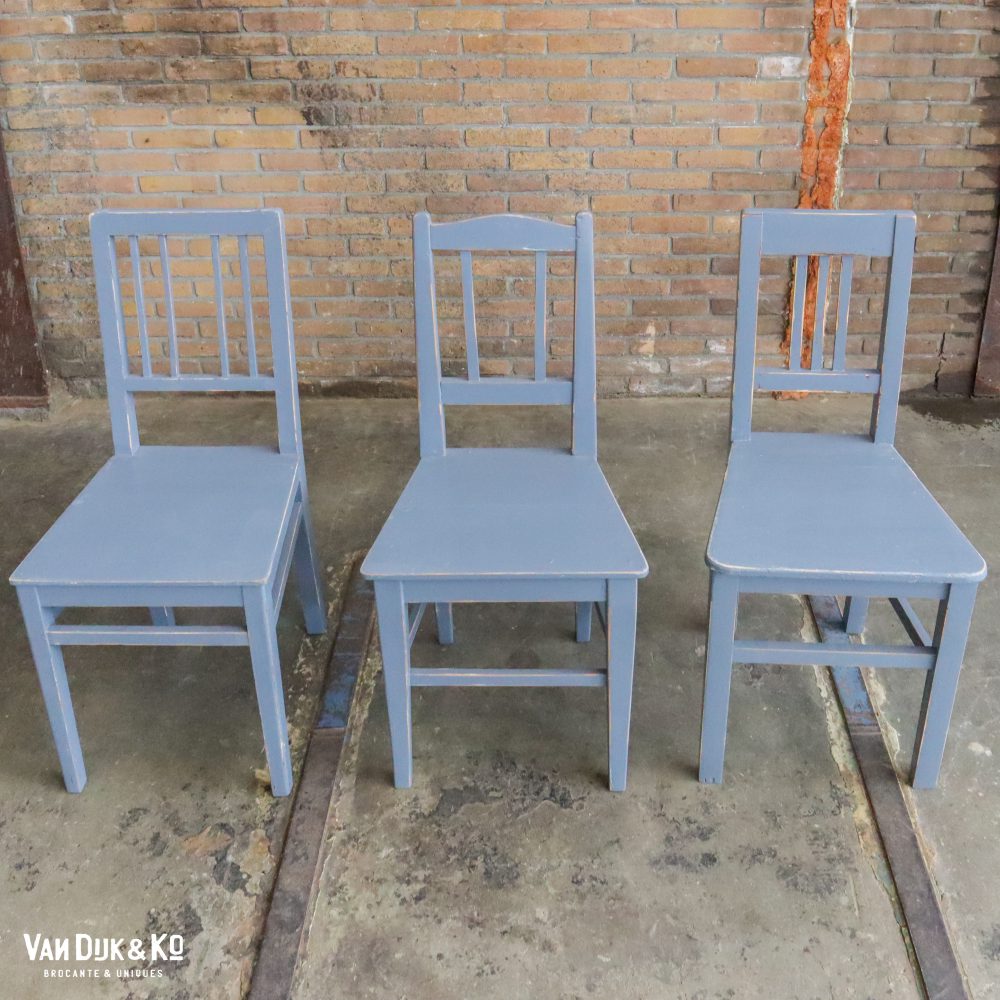 Grijsblauwe houten stoelen - 6 stuks - Afbeelding 8