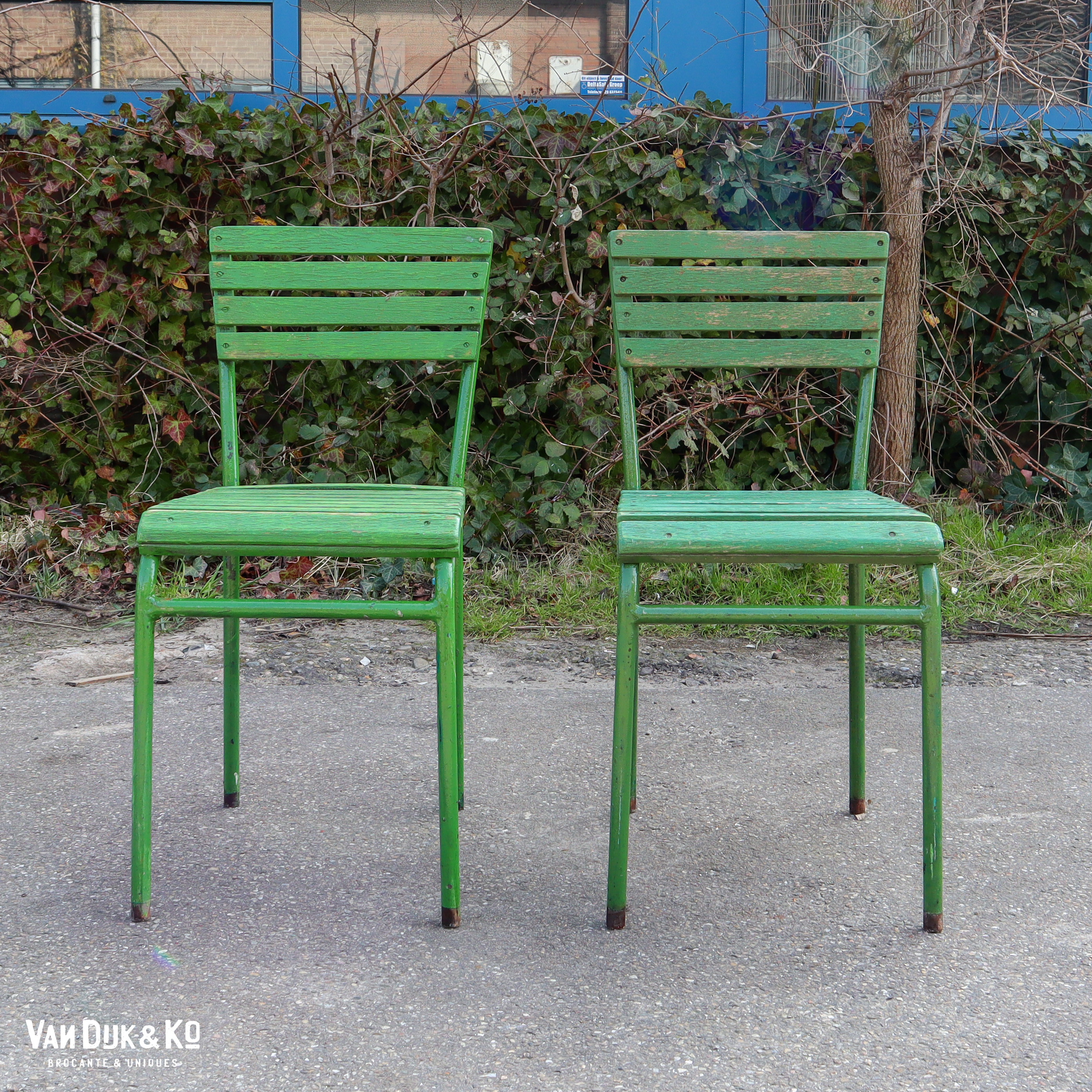 Groene tuinstoelen set van 2 Van Dijk Ko