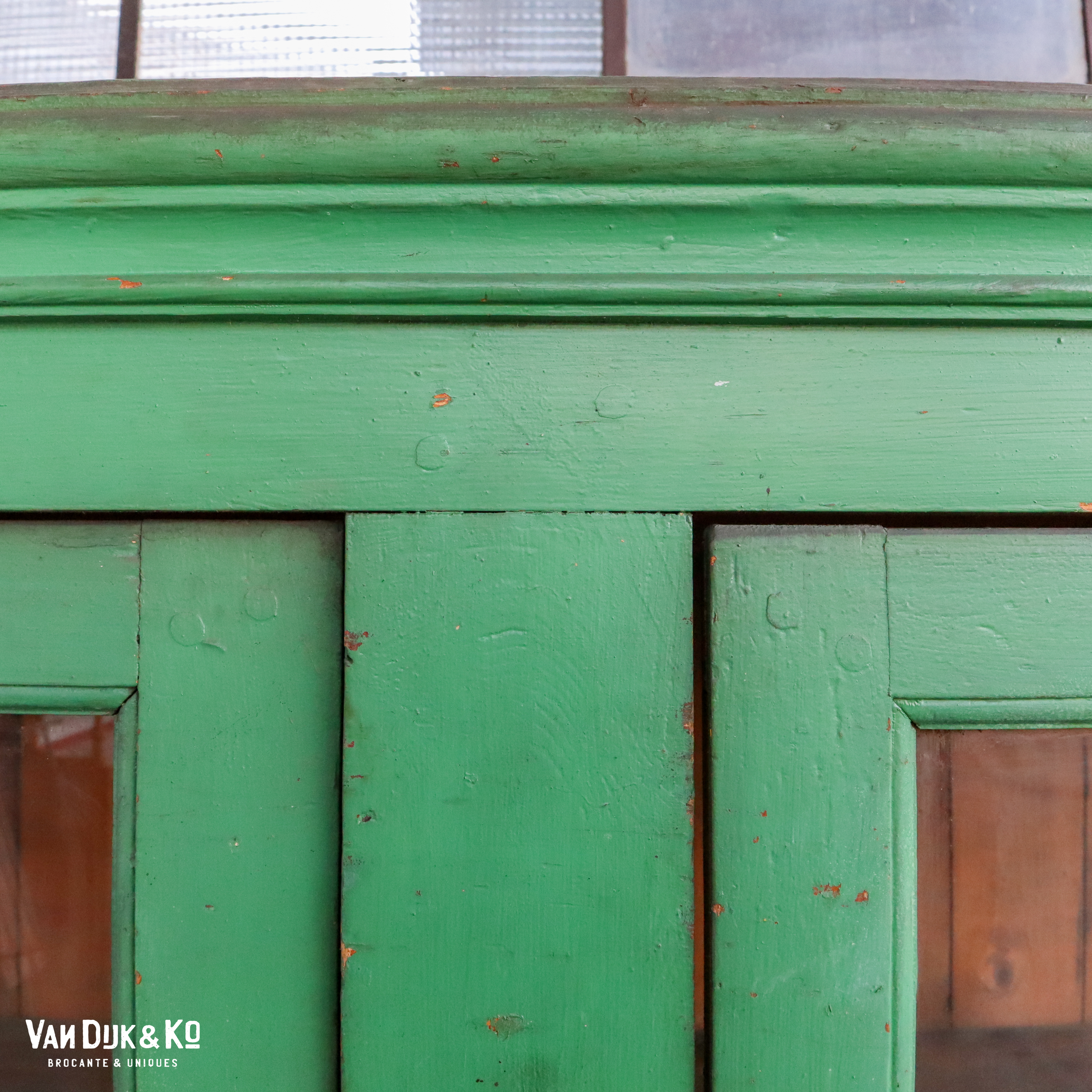 Vintage groene vitrinekast - Afbeelding 4