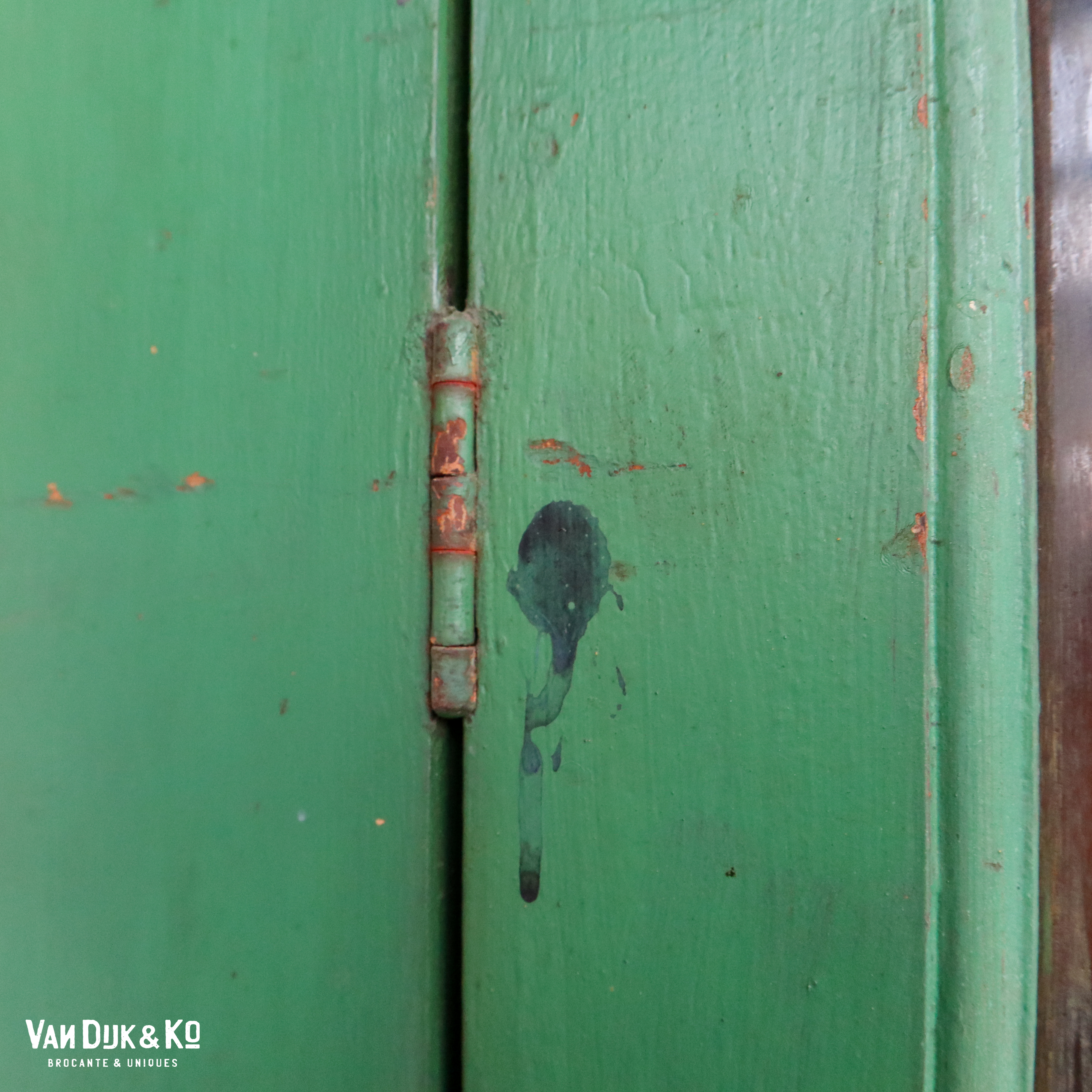 Vintage groene vitrinekast - Afbeelding 8