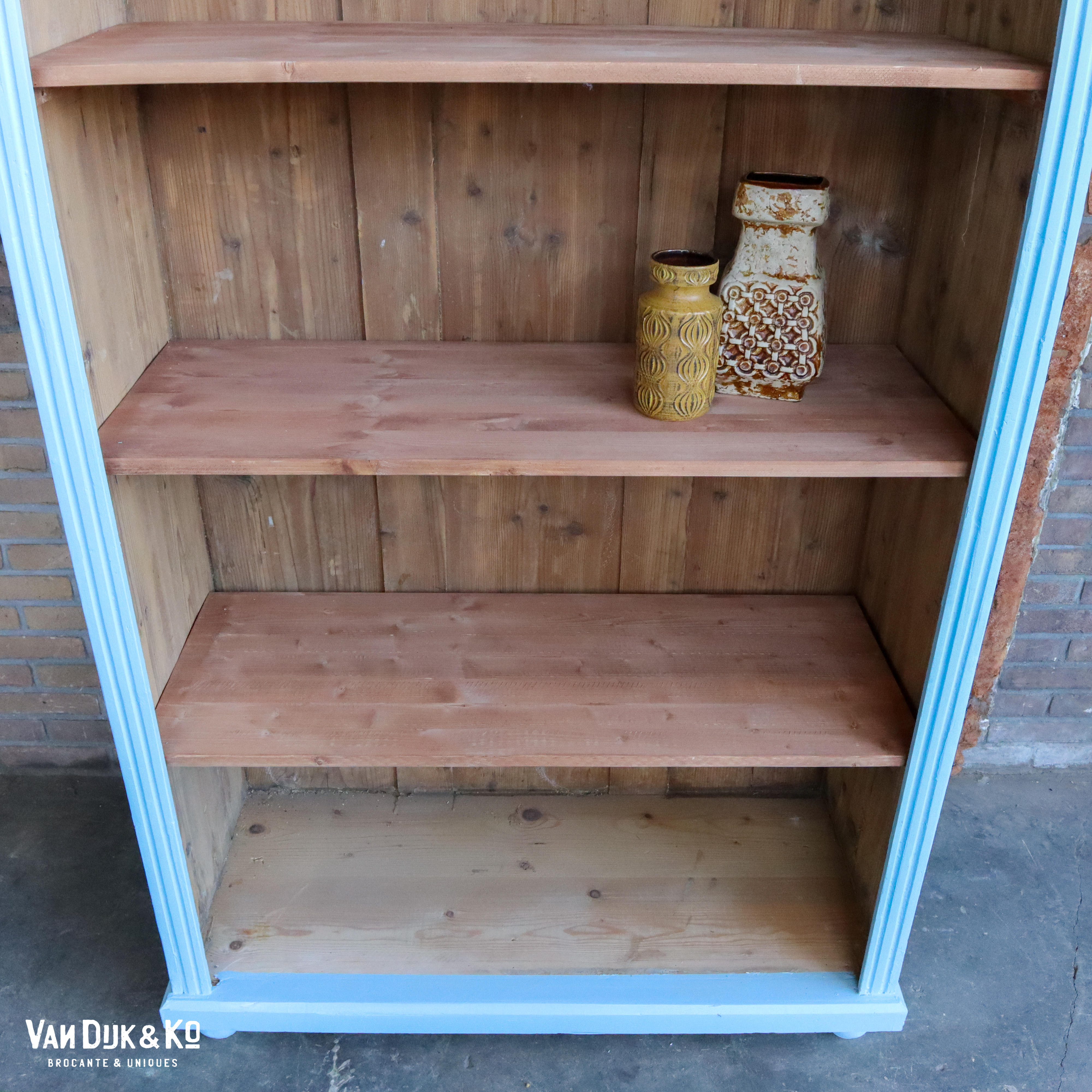Brocante blauwe boekenkast - Afbeelding 3