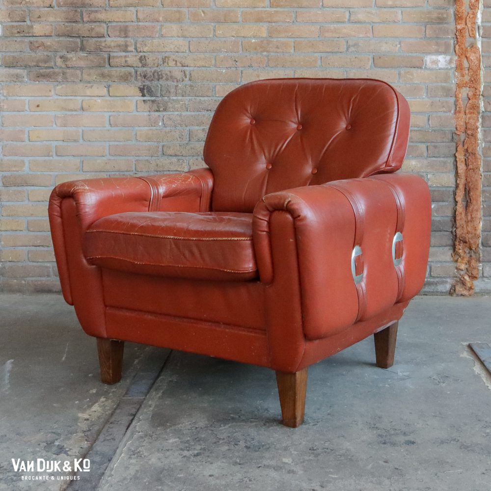 Vintage Cognac leren fauteuil
