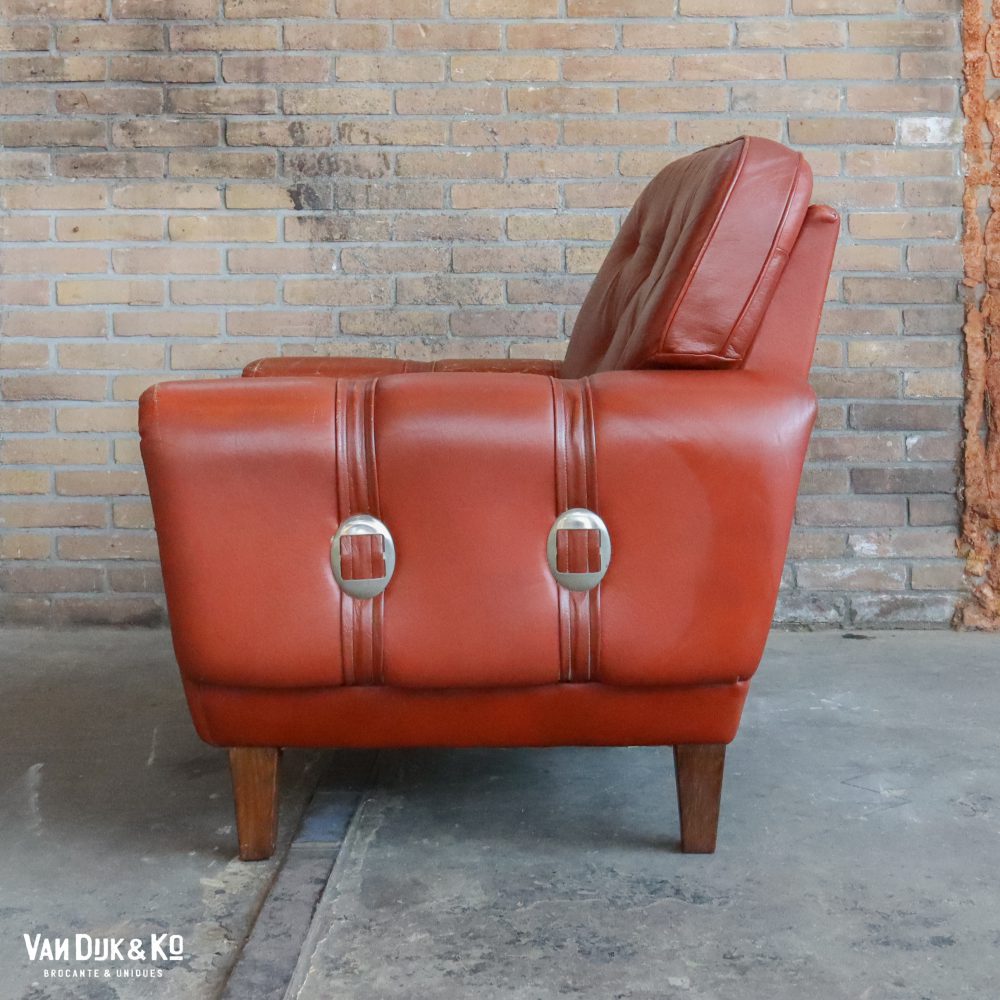 Vintage Cognac leren fauteuil - Afbeelding 5