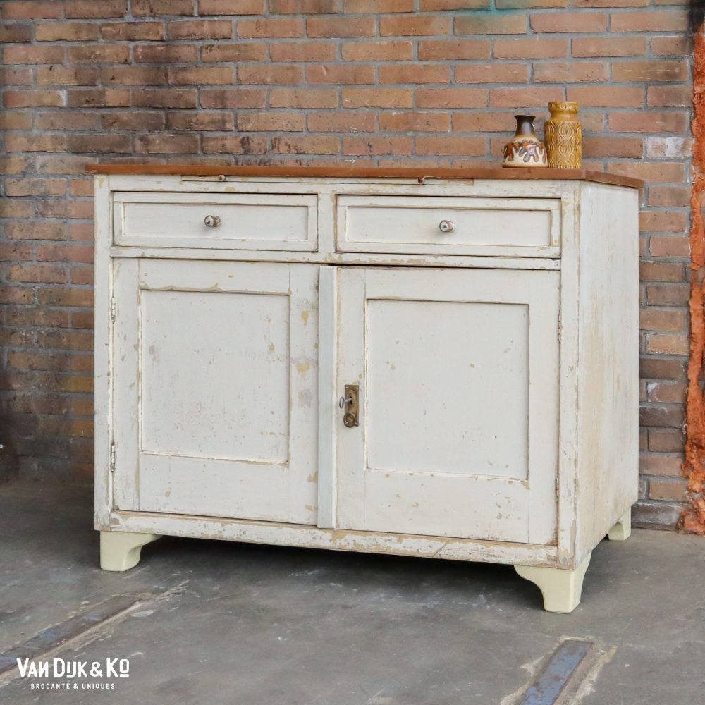 Brocante witte keukenkast - Afbeelding 2