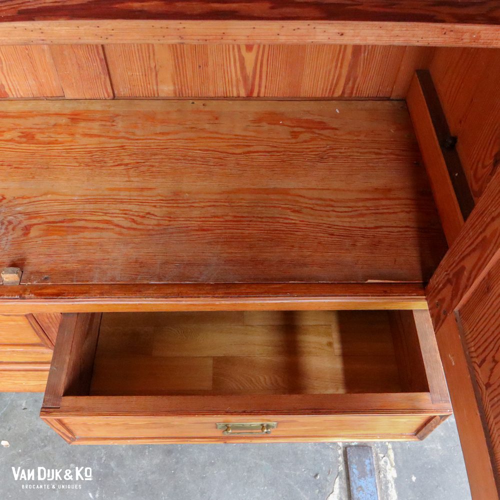 Brocante houten linnenkast - Afbeelding 6