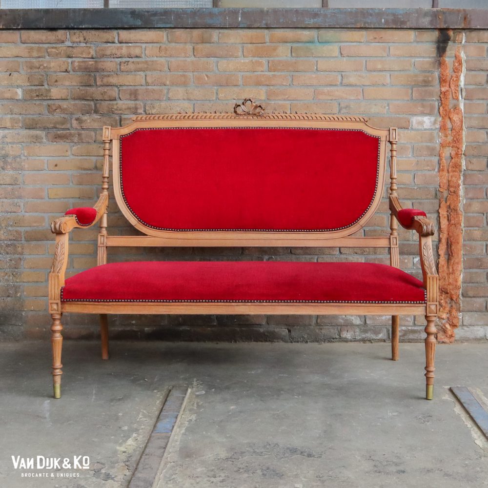 Antiek rood bankje - Afbeelding 3