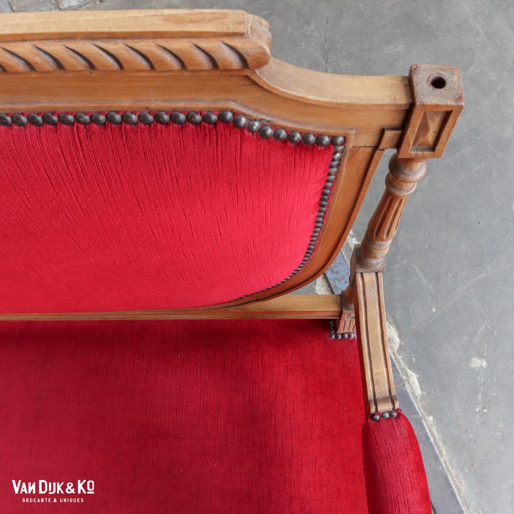 Antiek rood bankje - Afbeelding 4