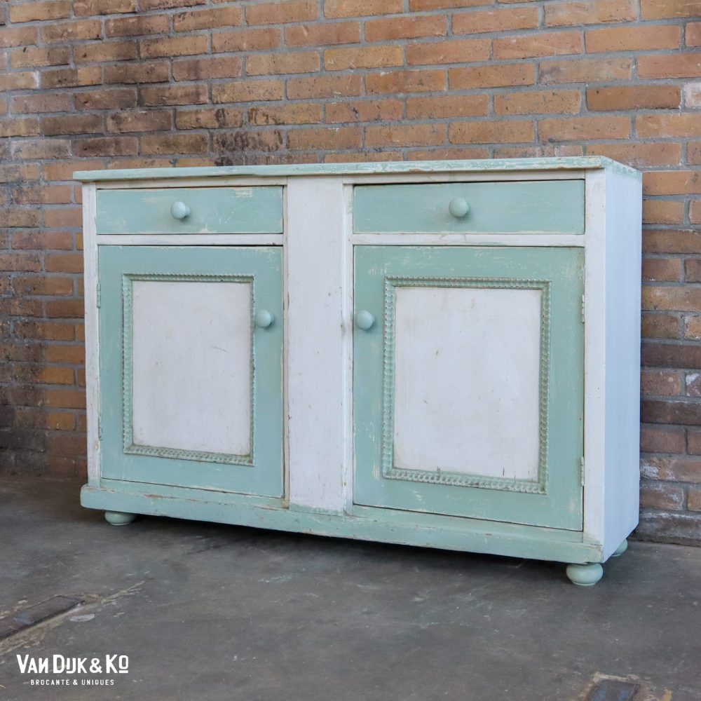 Brocante mintgroene onderkast - Afbeelding 2