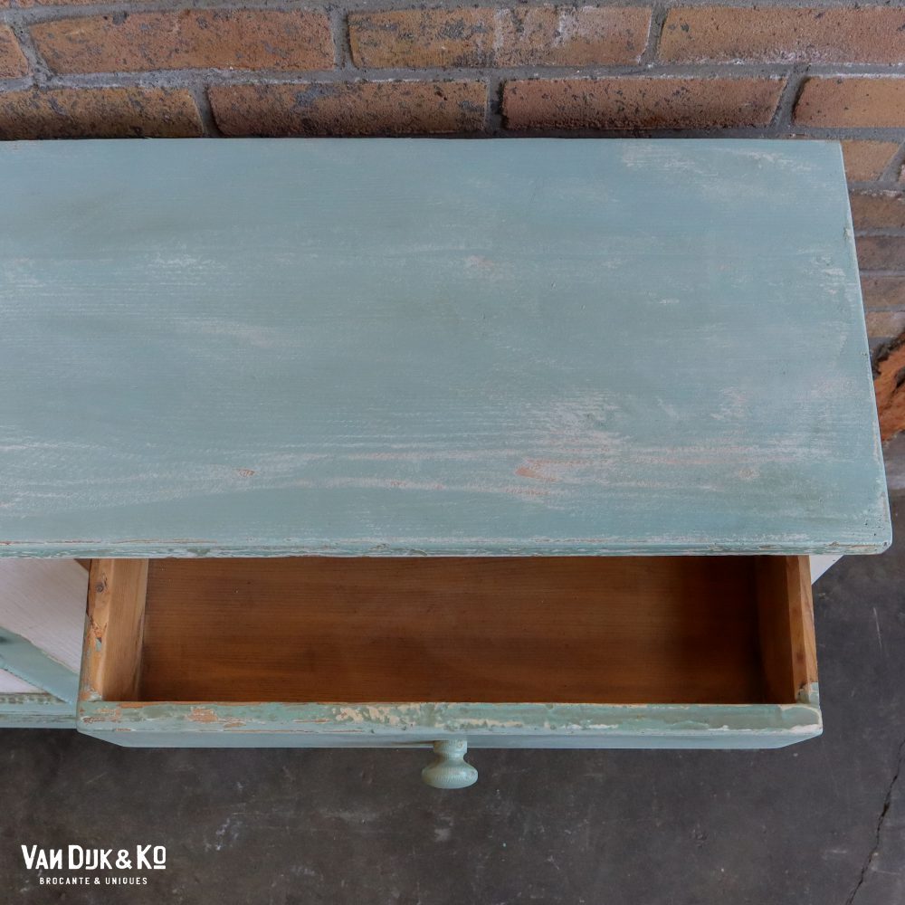 Brocante mintgroene onderkast - Afbeelding 6