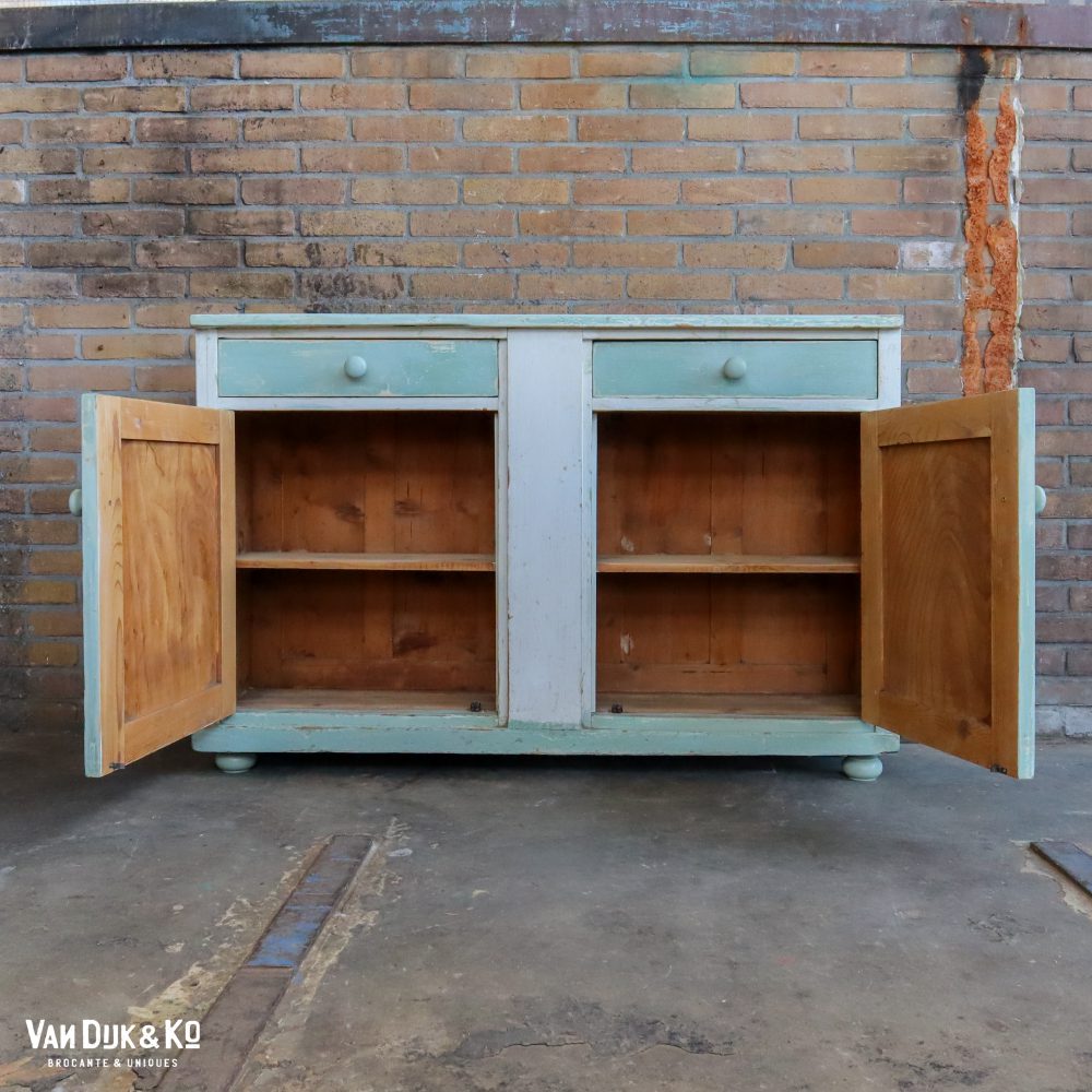Brocante mintgroene onderkast - Afbeelding 3