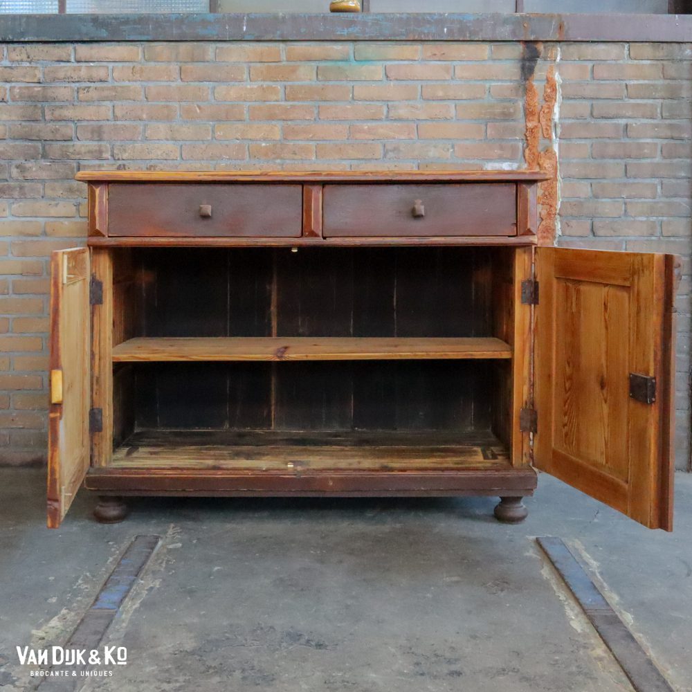 Brocante bruine onderkast - Afbeelding 6