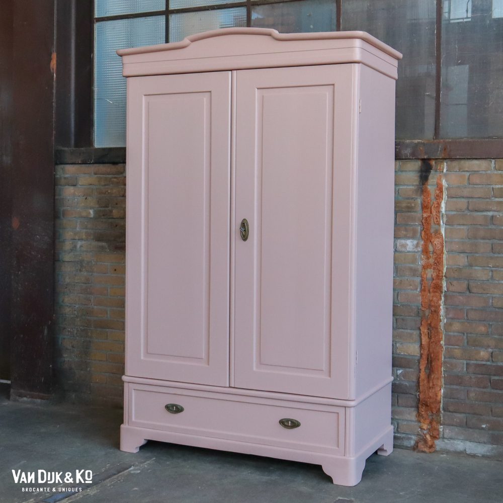 Brocante roze linnenkast - Afbeelding 2