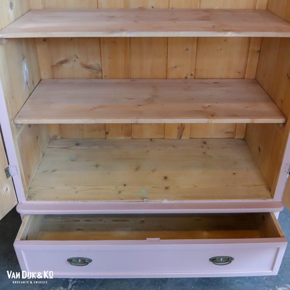 Brocante roze linnenkast - Afbeelding 4