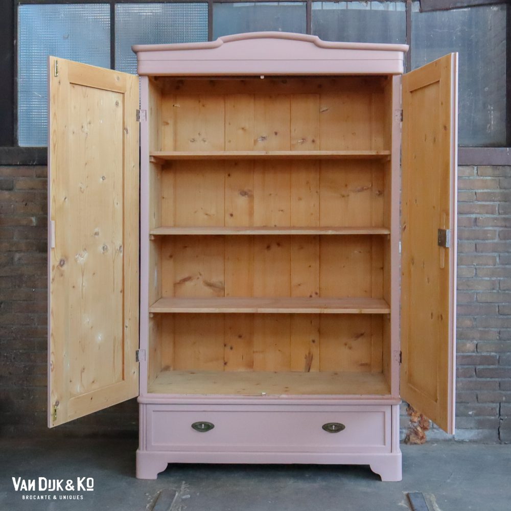 Brocante roze linnenkast - Afbeelding 3
