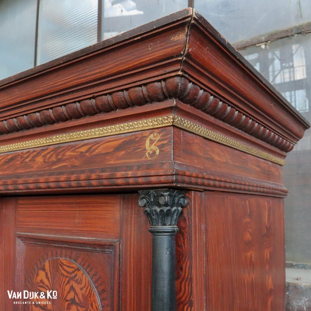 Brocante bruine linnenkast - Afbeelding 13