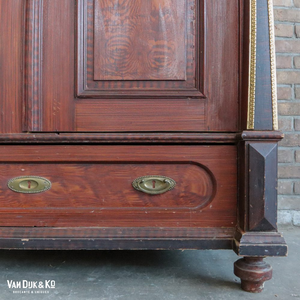 Brocante bruine linnenkast - Afbeelding 11