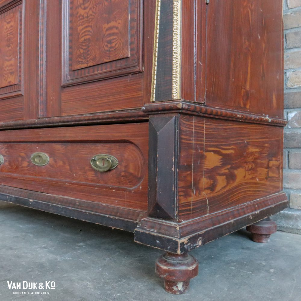 Brocante bruine linnenkast - Afbeelding 9