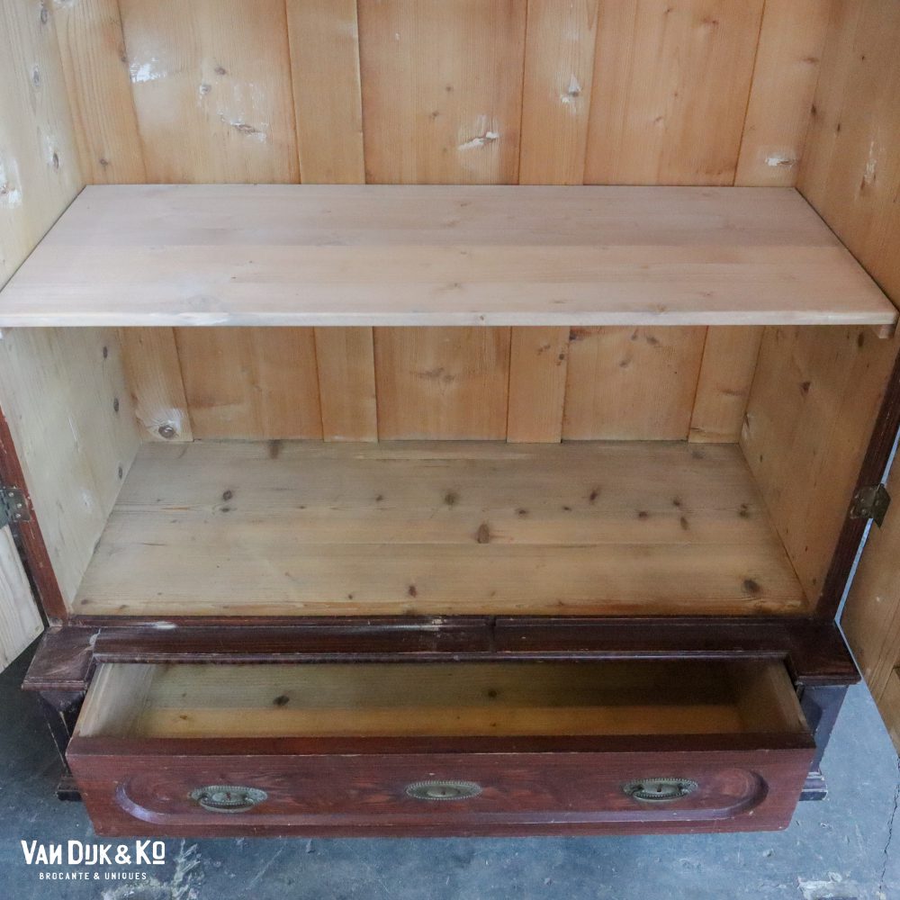 Brocante bruine linnenkast - Afbeelding 7