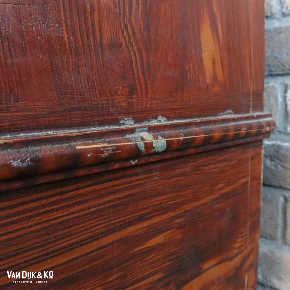 Brocante bruine linnenkast - Afbeelding 10