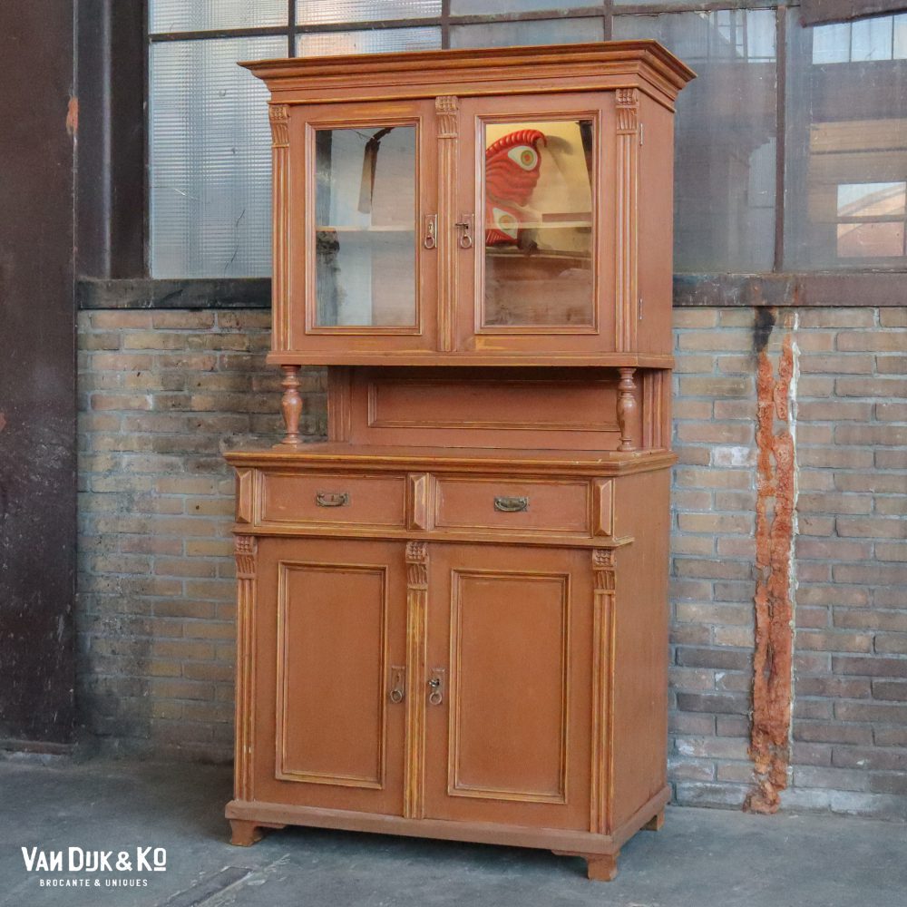Brocante bruine buffetkast - Afbeelding 2