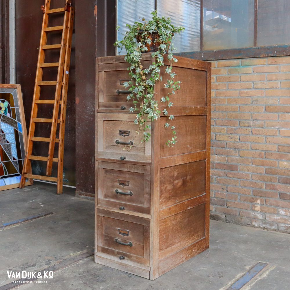 Vintage houten archiefkast - Afbeelding 2