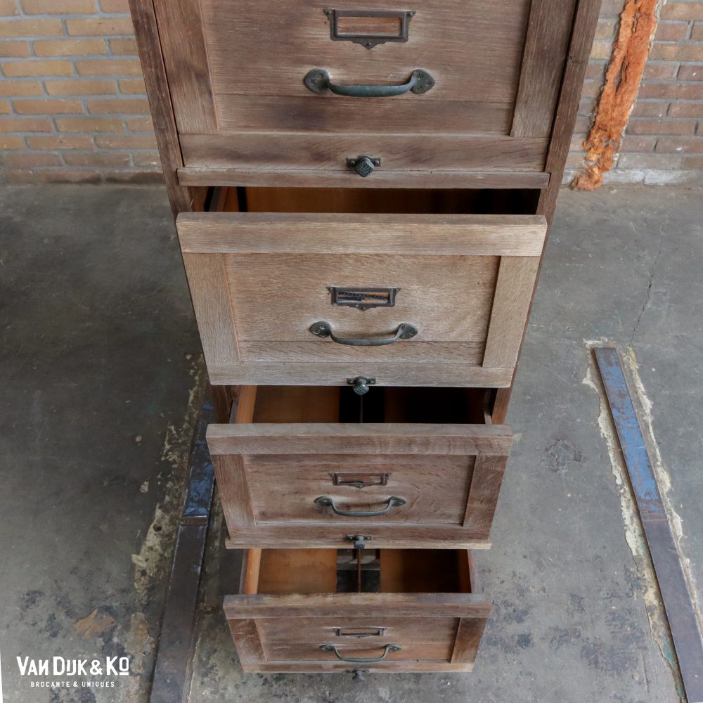 Vintage houten archiefkast - Afbeelding 5