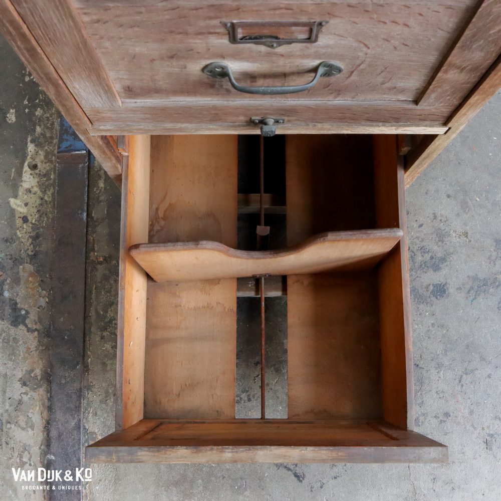 Vintage houten archiefkast - Afbeelding 9