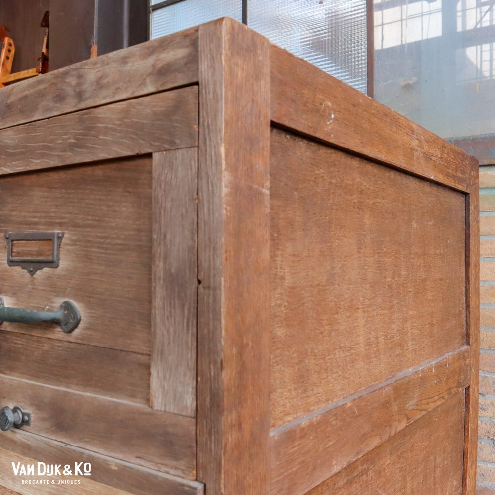 Vintage houten archiefkast - Afbeelding 8