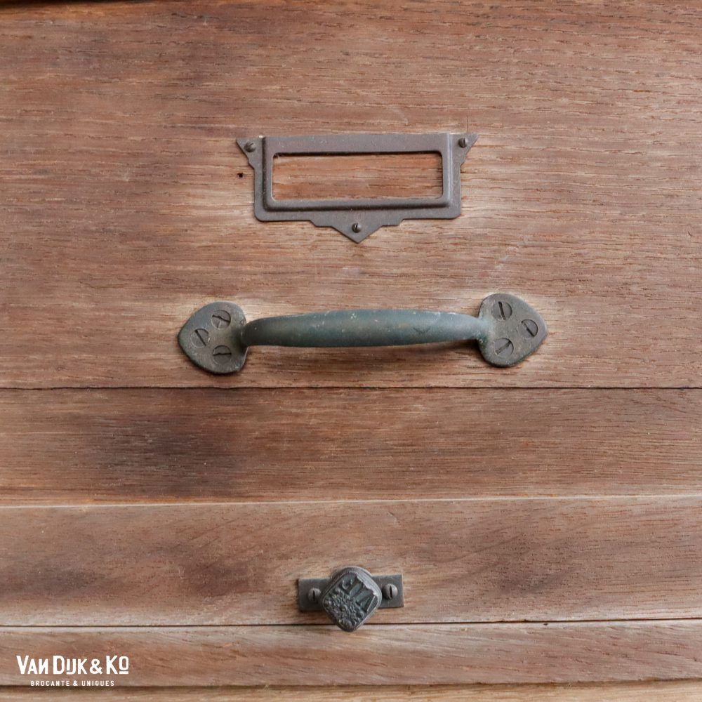 Vintage houten archiefkast - Afbeelding 6