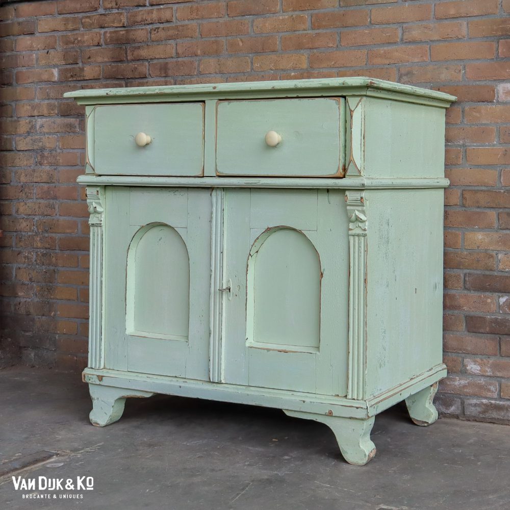 Brocante mintgroene onderkast - Afbeelding 2
