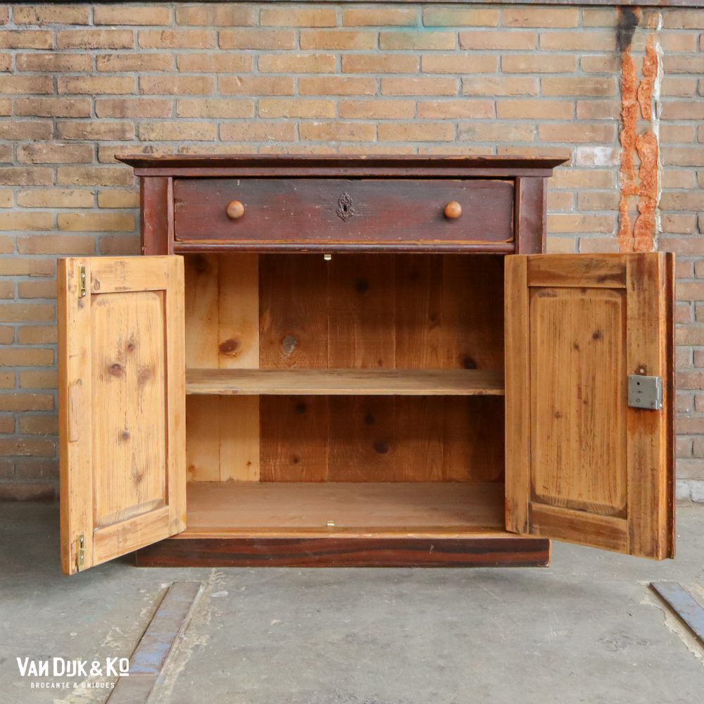 Brocante bruine onderkast - Afbeelding 4