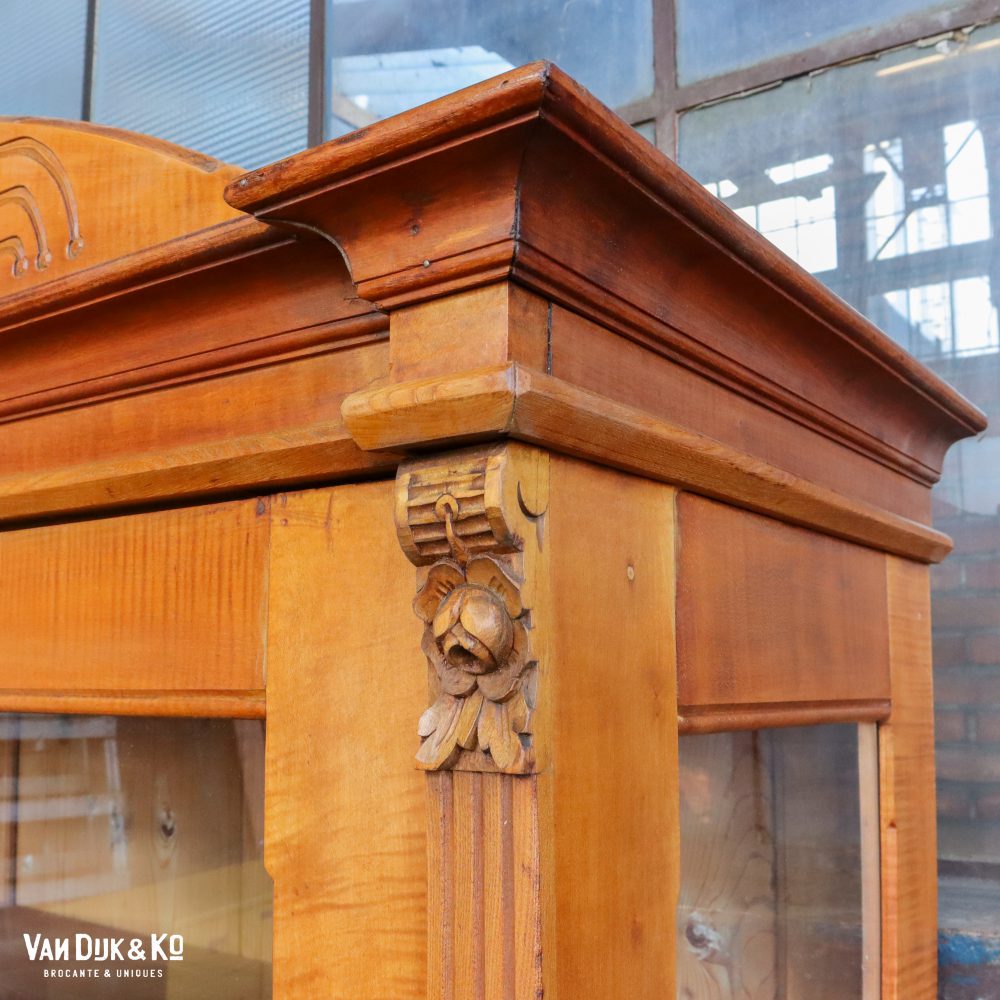 Brocante bruine vitrinekast - Afbeelding 11