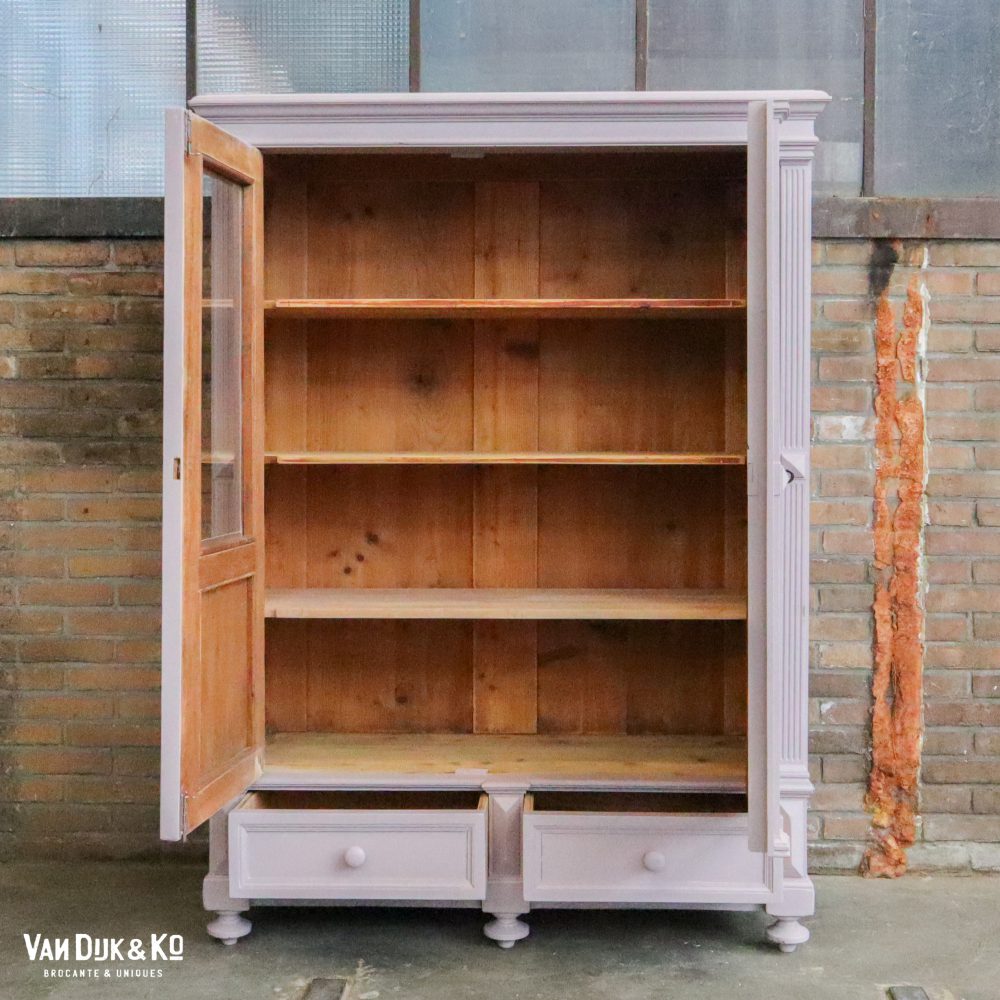 Brocante paarse vitrinekast - Afbeelding 6