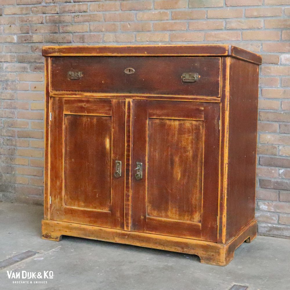 Brocante bruine onderkast - Afbeelding 7