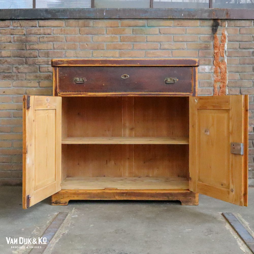 Brocante bruine onderkast - Afbeelding 2