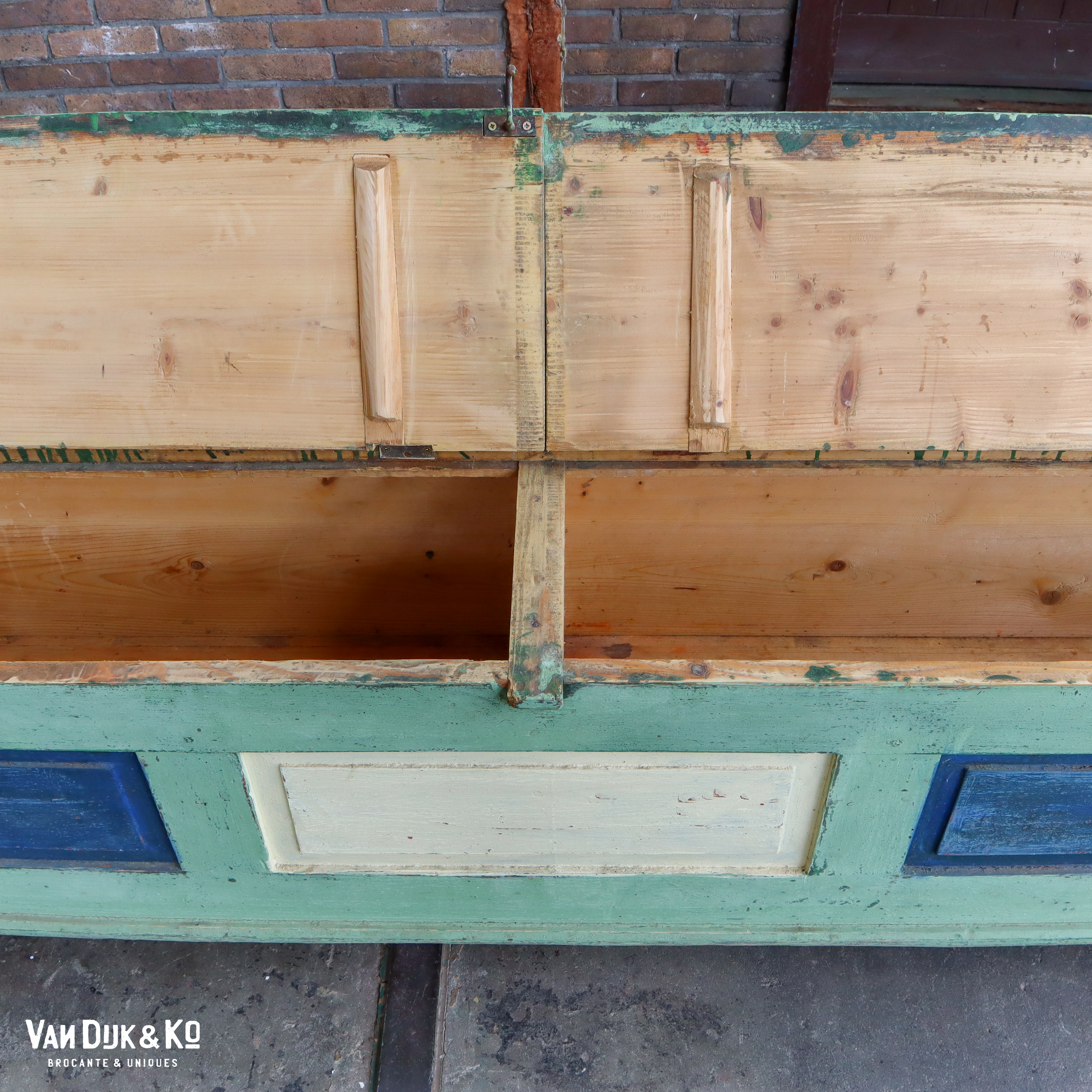 Brocante houten klepbank - Afbeelding 7