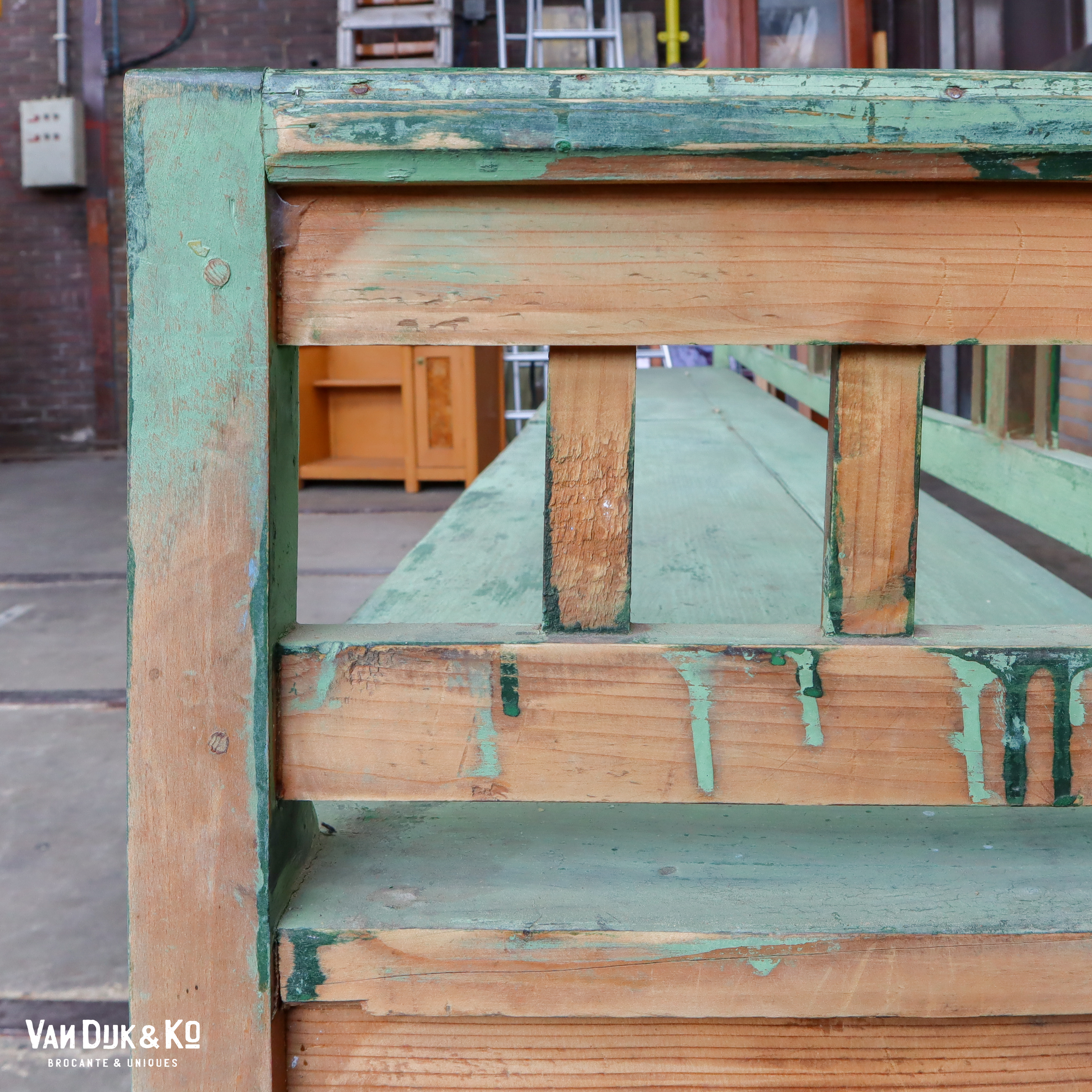 Brocante houten klepbank - Afbeelding 8