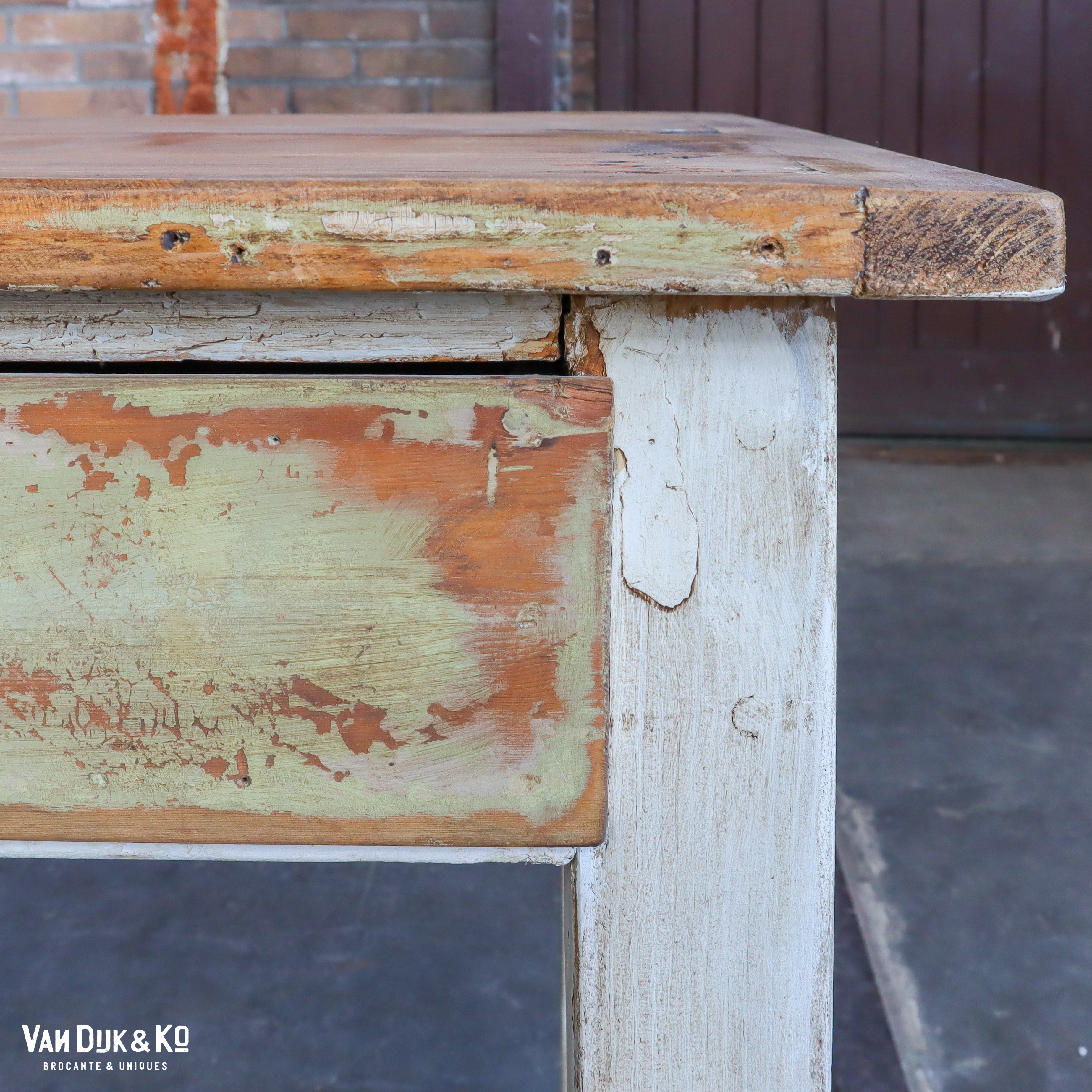 Brocante houten tafel - Afbeelding 7