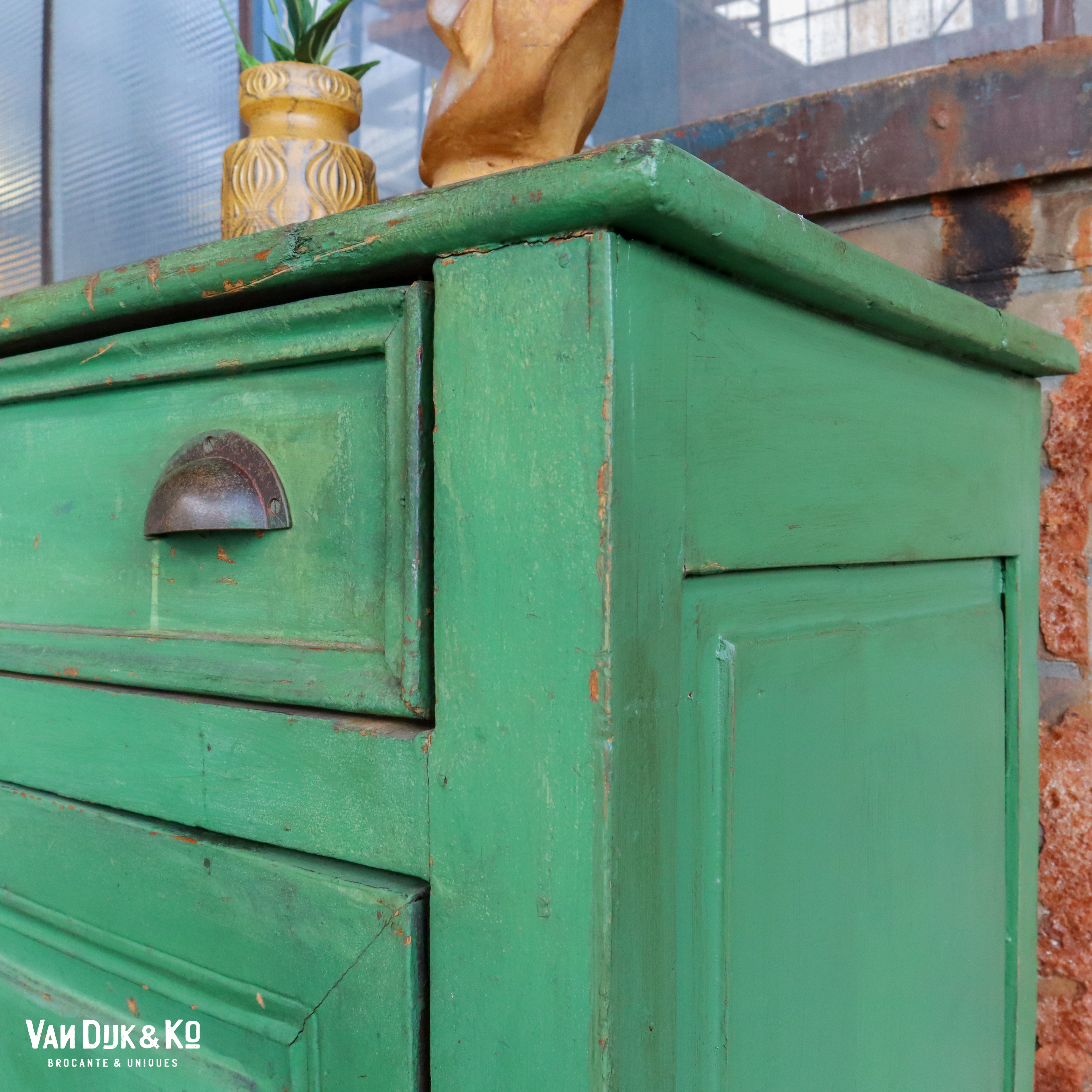 Brocante groene kast - Afbeelding 5