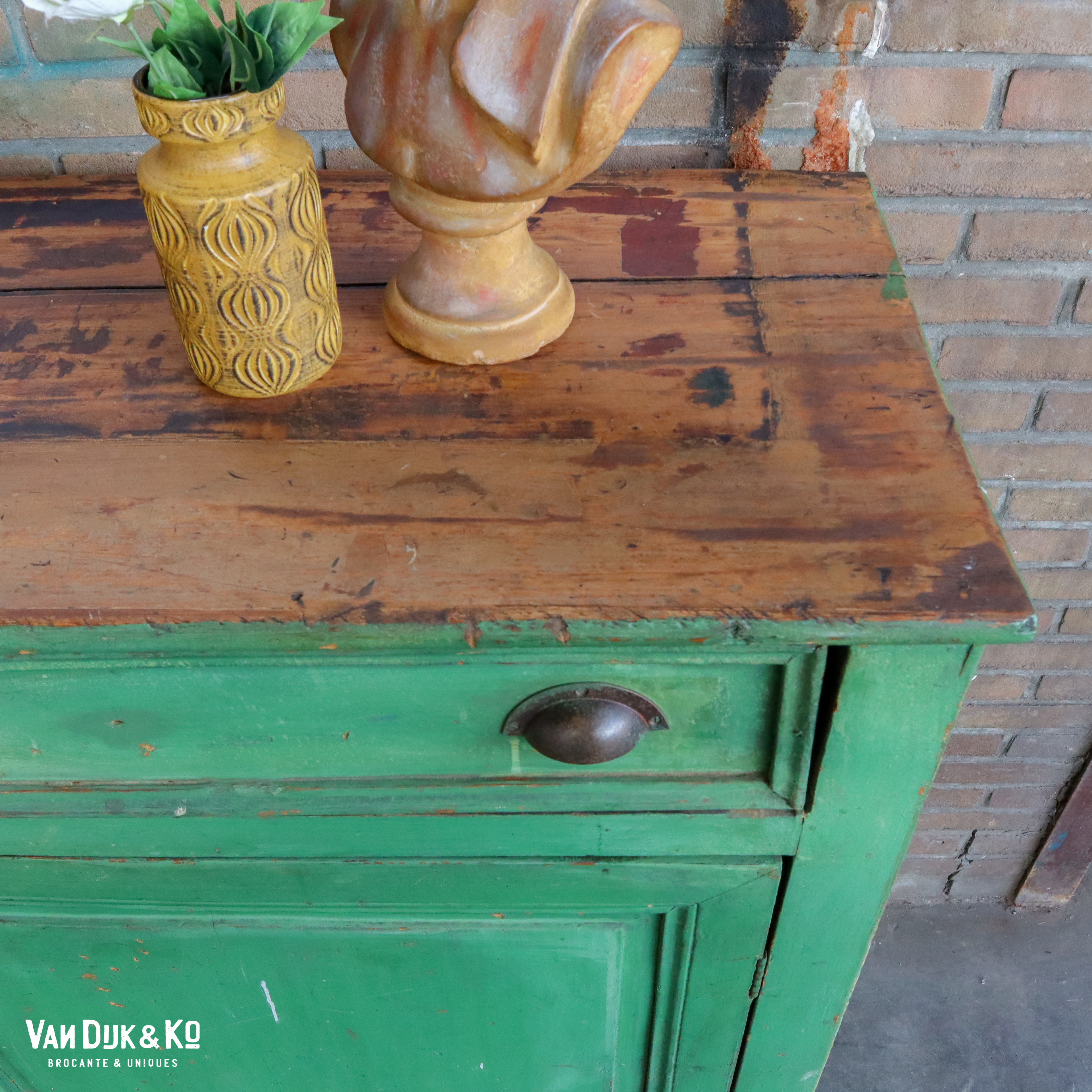 Brocante groene kast - Afbeelding 6