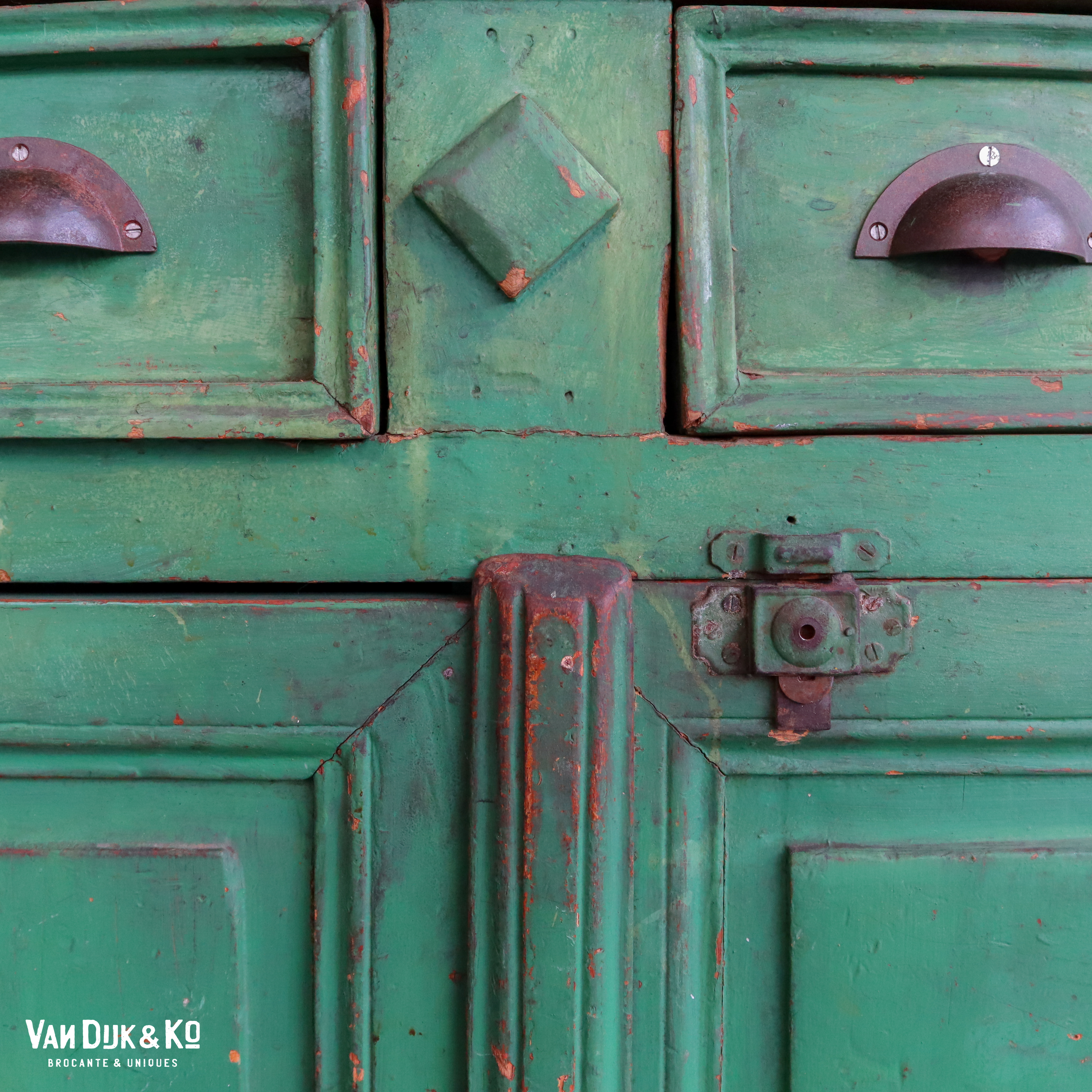 Brocante groene kast - Afbeelding 14