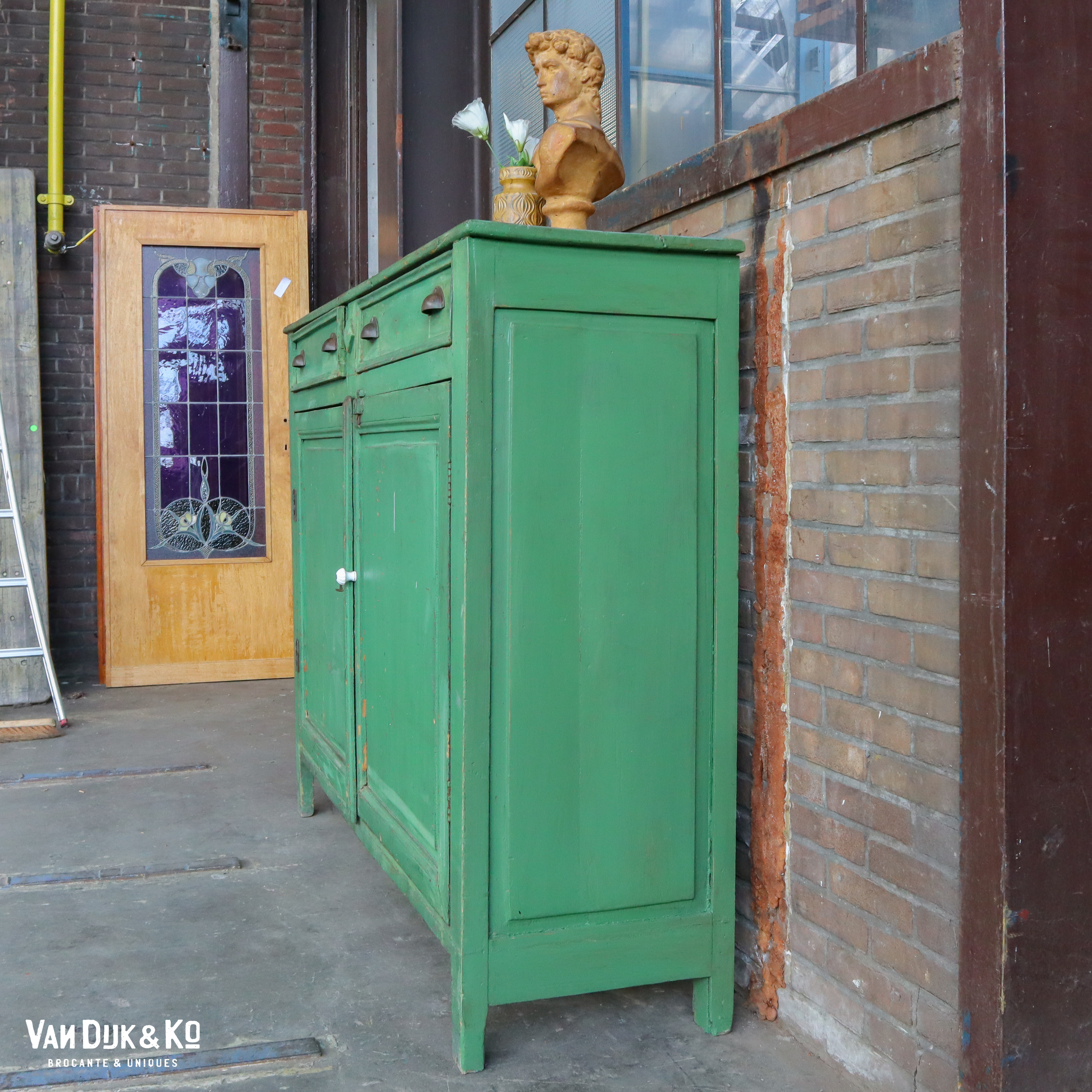 Brocante groene kast - Afbeelding 3