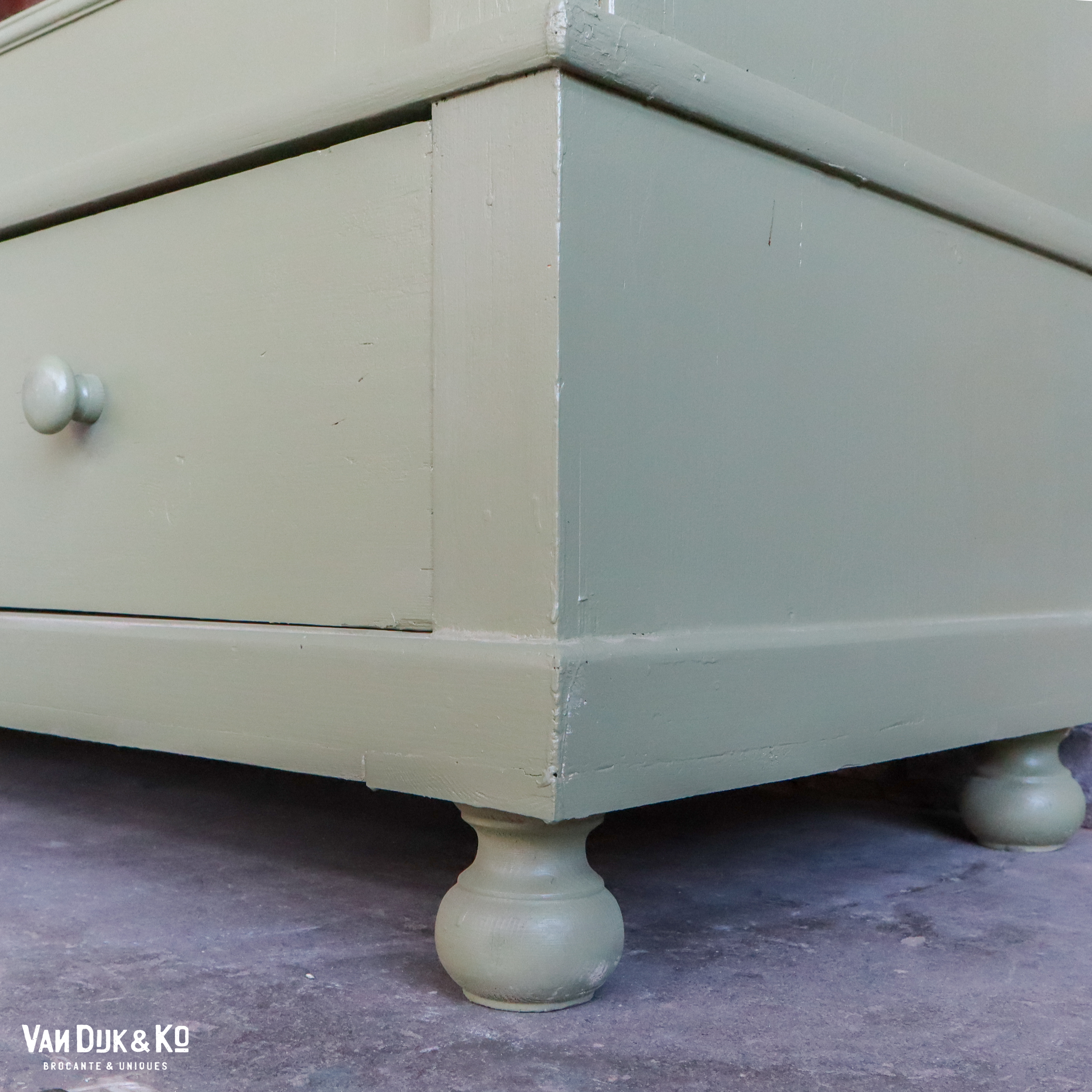 Brocante groene vitrinekast - Afbeelding 6