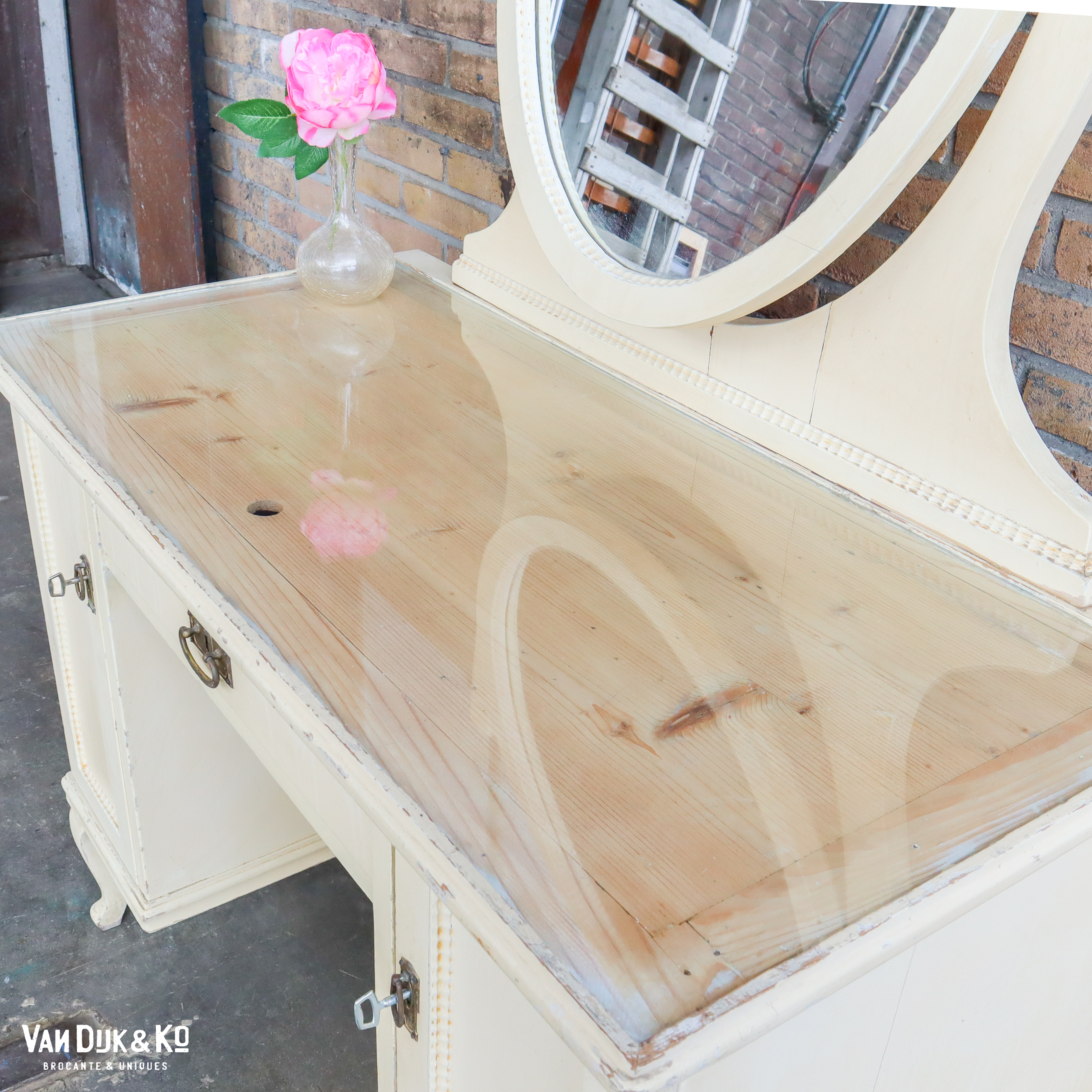 Brocante houten kaptafel - Afbeelding 4