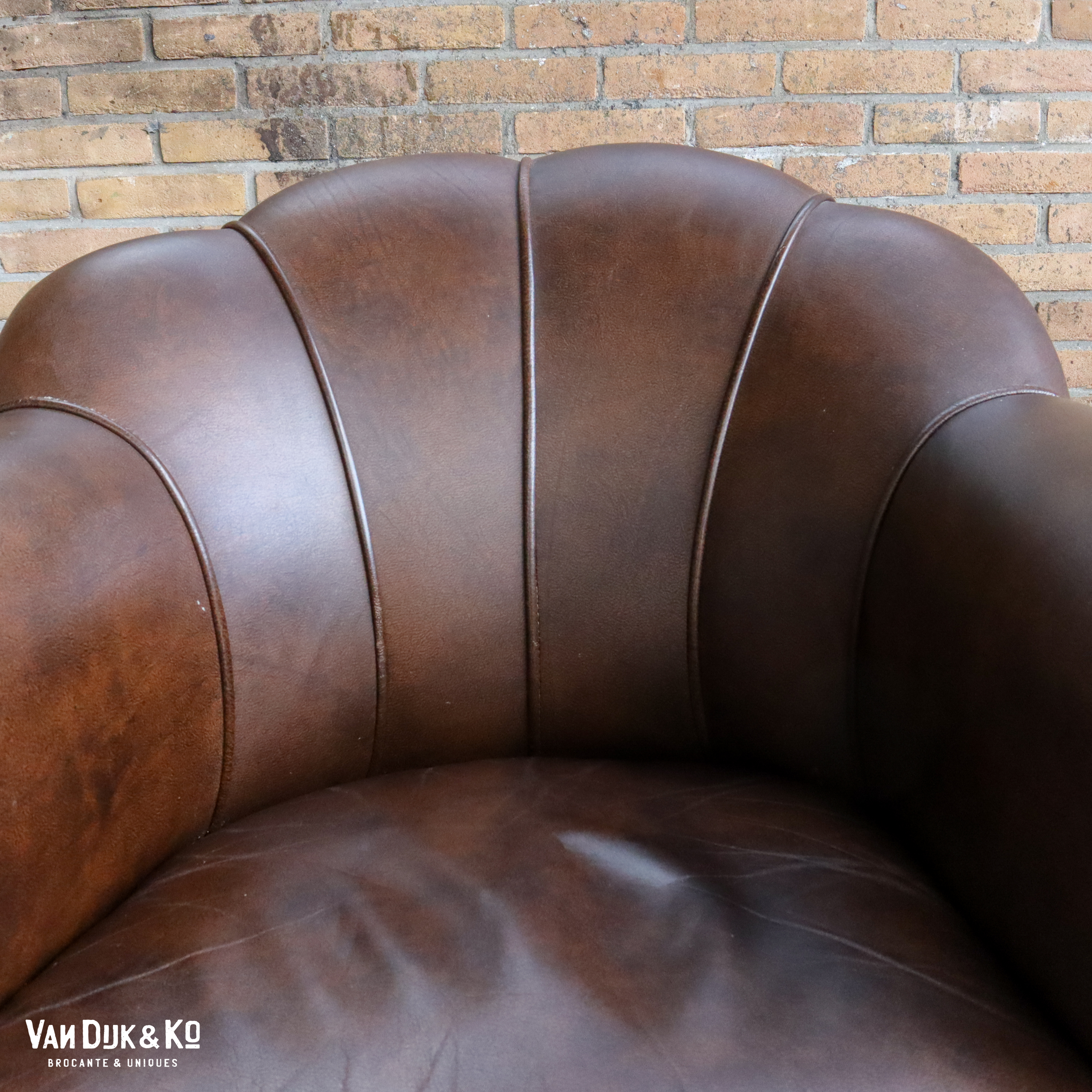Vintage leren fauteuil - Afbeelding 7