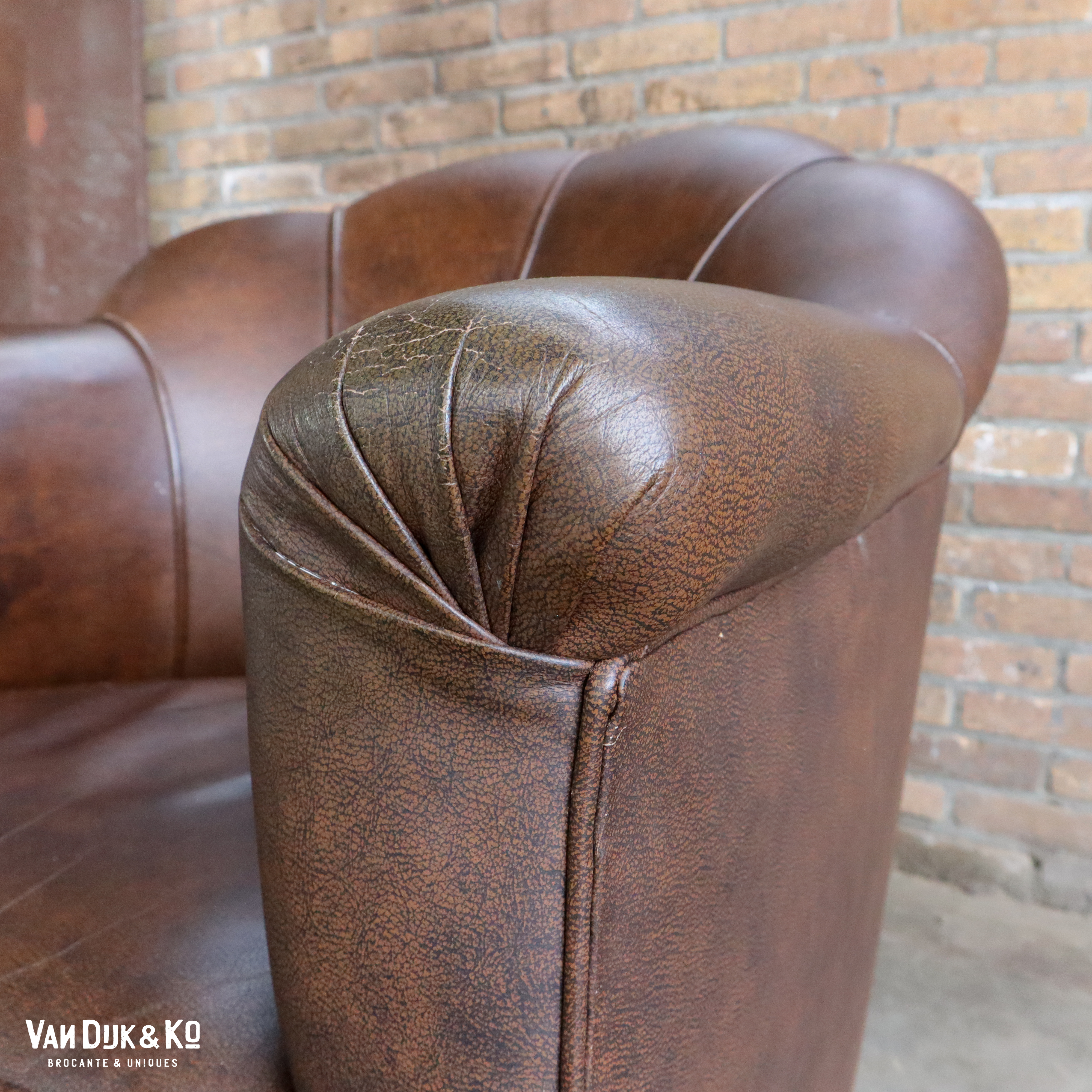 Vintage leren fauteuil - Afbeelding 6